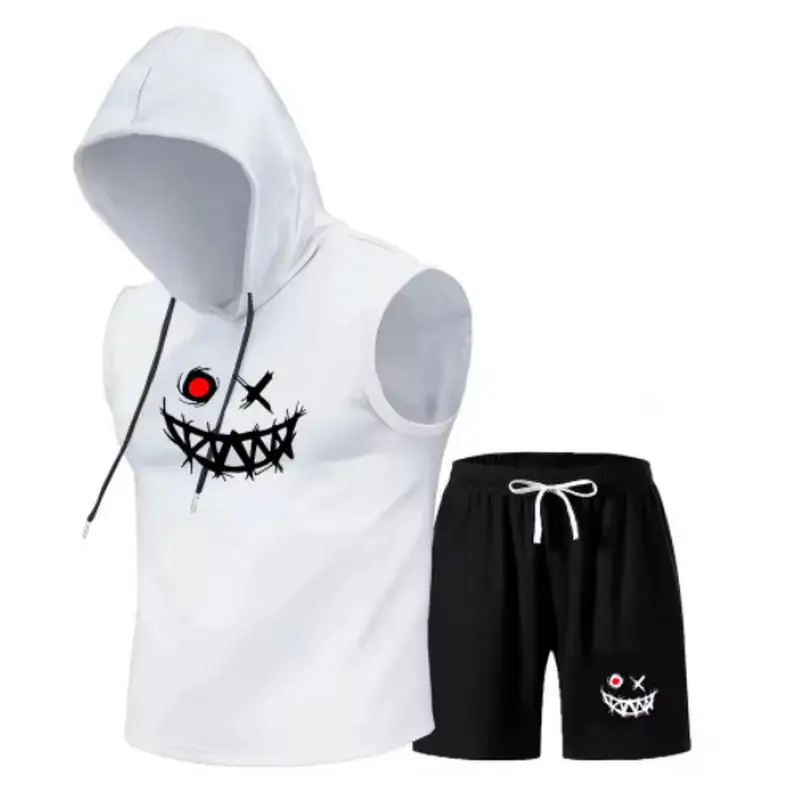 Men's hooded vest set, sleeveless hooded T-shirt, vest and shorts set, summer sports, outdoor sports and leisure
Men's hooded vest set, sleeveless hooded T-shirt, vest and shorts set, summer sports, outdoor sports and leisure