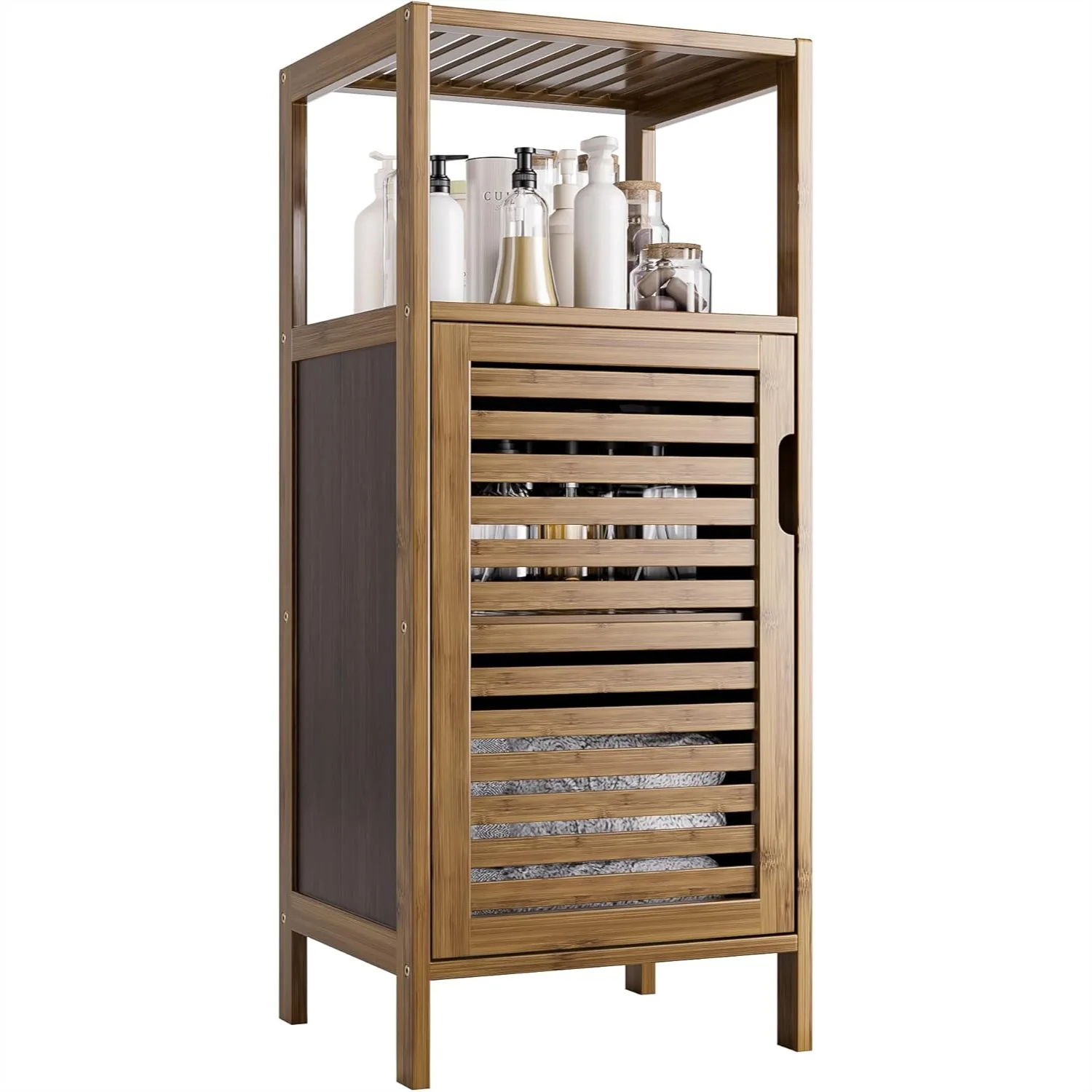 Bamboo Bathroom Cabinet, 4 Tier Freestanding Floor Storage Cupboard for Living Room Kitchen Entryway, Walnut
Bamboo Bathroom Cabinet, 4 Tier Freestanding Floor Storage Cupboard for Living Room Kitchen Entryway, Walnut