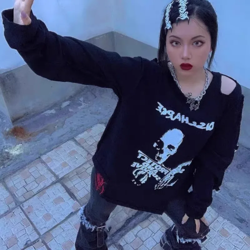 Y2K women clothing arcane Shirts Long Sleeve Loose Casual Shirt for Girls Harajuku Punk Off Shoulder Female 2024 Skull Blouse
Y2K women clothing arcane Shirts Long Sleeve Loose Casual Shirt for Girls Harajuku Punk Off Shoulder Female 2024 Skull Blouse