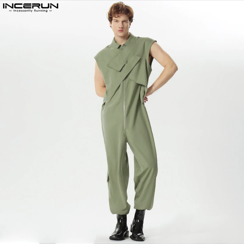 2024 Men Jumpsuits Solid Color Lapel Sleeveless Zipper Streetwear Fashion Casual Male Rompers Loose Cargo Overalls S-5XL INCERUN
2024 Men Jumpsuits Solid Color Lapel Sleeveless Zipper Streetwear Fashion Casual Male Rompers Loose Cargo Overalls S-5XL INCERUN