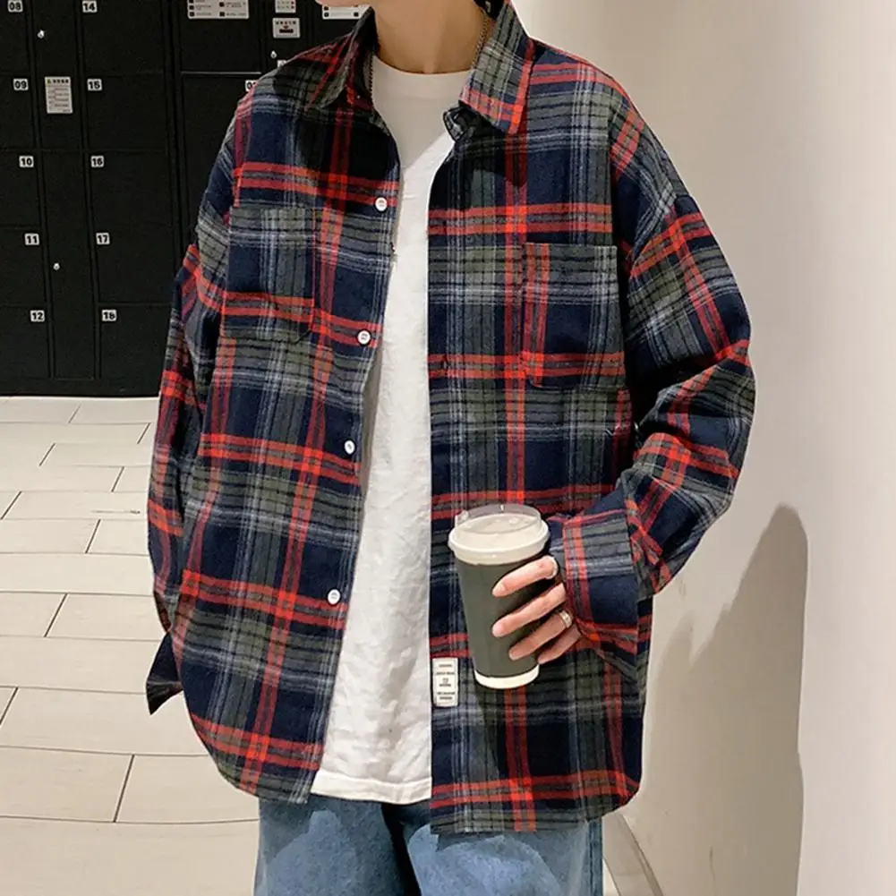 Men Plaid Shirt Men's Plaid Print Cardigan Coat with Chest Pocket Stylish Streetwear Top for Fall Spring Fashion Long-sleeve
Men Plaid Shirt Men's Plaid Print Cardigan Coat with Chest Pocket Stylish Streetwear Top for Fall Spring Fashion Long-sleeve