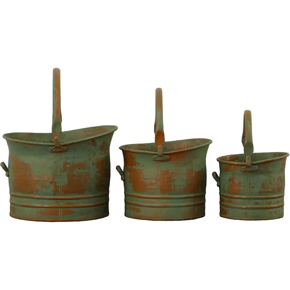Набор из 3 металлических кашпо с эффектом патины и ржавчины, зеленые
Набор из 3 металлических кашпо с эффектом патины и ржавчины, зеленые