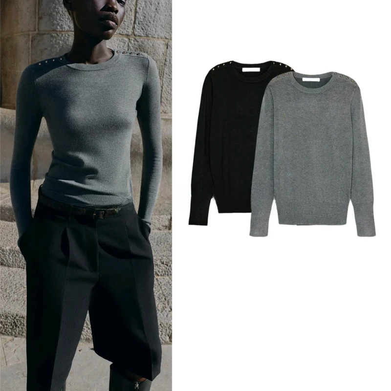 Winter New Women's Simple Long Sve round Ne Flat Needle Button Knitwear Top Casual Sle Polyester Fiber Hoodie Pullover
Winter New Women's Simple Long Sve round Ne Flat Needle Button Knitwear Top Casual Sle Polyester Fiber Hoodie Pullover