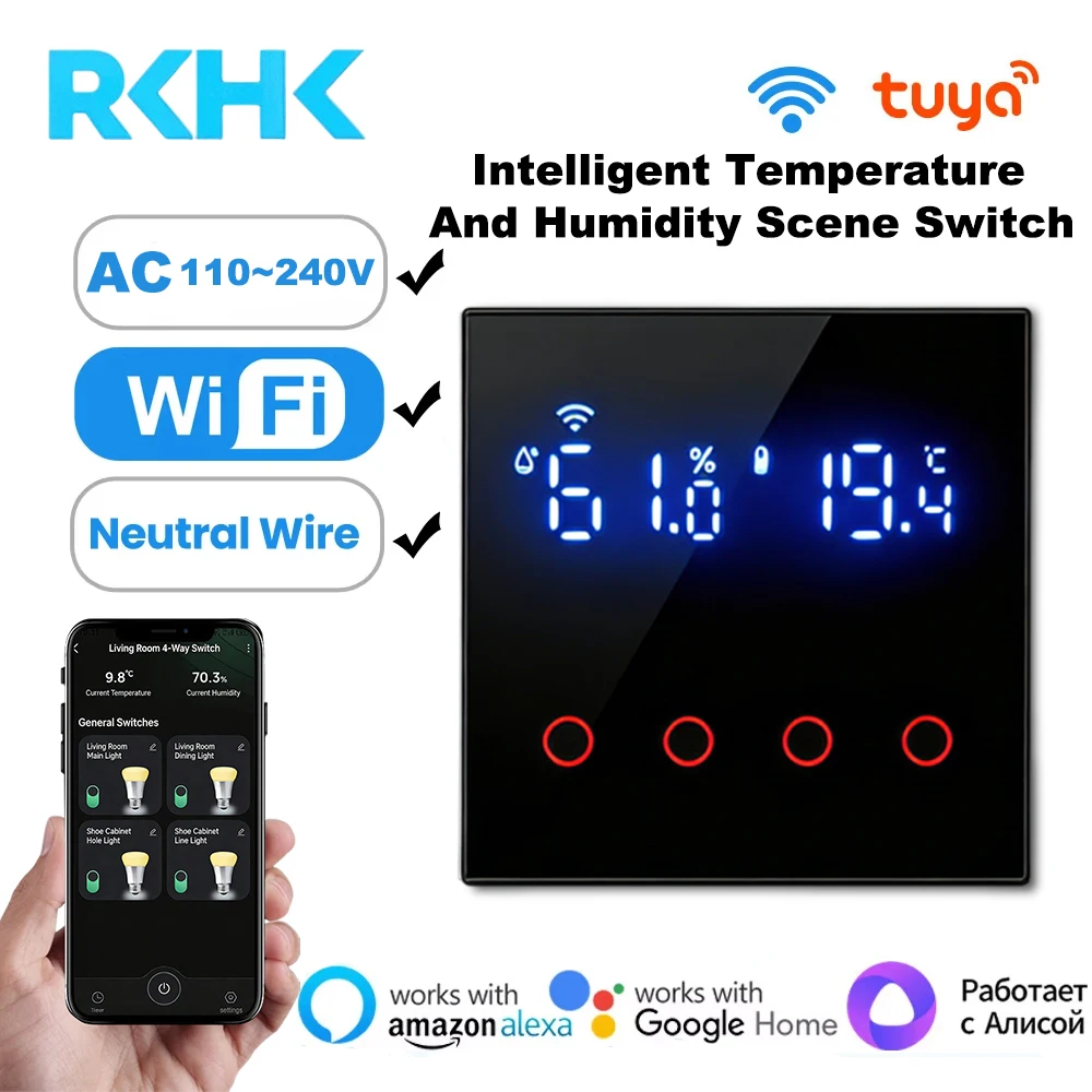 RKHK Tuya Wifi Smart Switch Suitable for Smart Life App Alexa Google Home Voice Control Neutral Wire Install Touch Light Switch
RKHK Tuya Wifi Smart Switch Suitable for Smart Life App Alexa Google Home Voice Control Neutral Wire Install Touch Light Switch