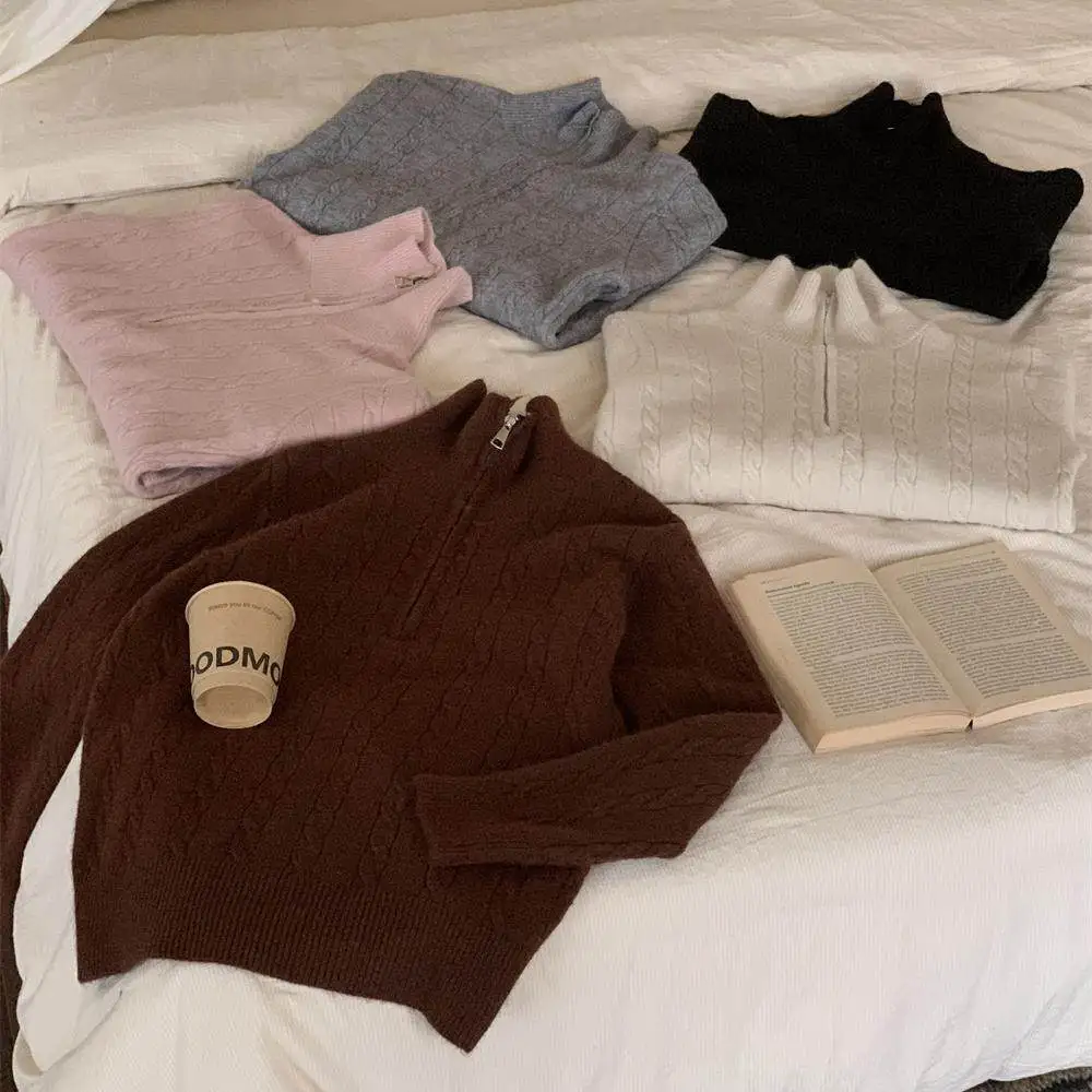 Мягкий длинный вязаный свитер Sve с воротником-молнией и застежкой-молнией, винтажный базовый женский модный свитер для поездок на работу, Pure Online Ss
Мягкий длинный вязаный свитер Sve с воротником-молнией и застежкой-молнией, винтажный базовый женский модный свитер для поездок на работу, Pure Online Ss