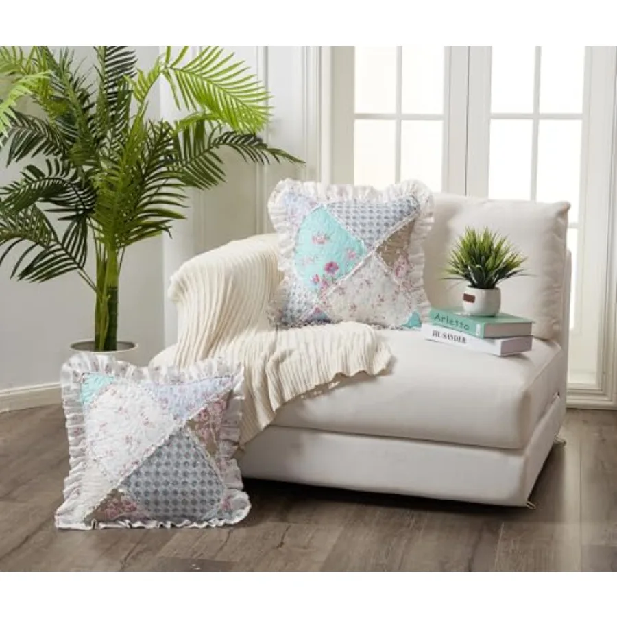 and Patchwork Ruffle Pillowshams, Quilted Decorative Pillow Covers Set, Square Throw Cushion Cases for Couch, Armchair, Car, Be
and Patchwork Ruffle Pillowshams, Quilted Decorative Pillow Covers Set, Square Throw Cushion Cases for Couch, Armchair, Car, Be