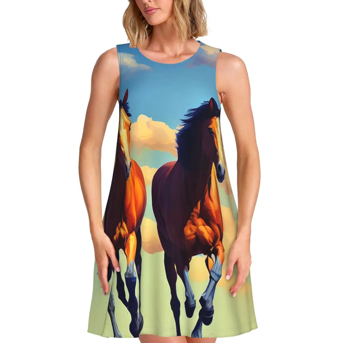 Running Horse And Equestrian Summer Women's Short Sleeve Dress Elegant Sleeveless Round Neck Loose Dresses Weekend Holiday
Running Horse And Equestrian Summer Women's Short Sleeve Dress Elegant Sleeveless Round Neck Loose Dresses Weekend Holiday