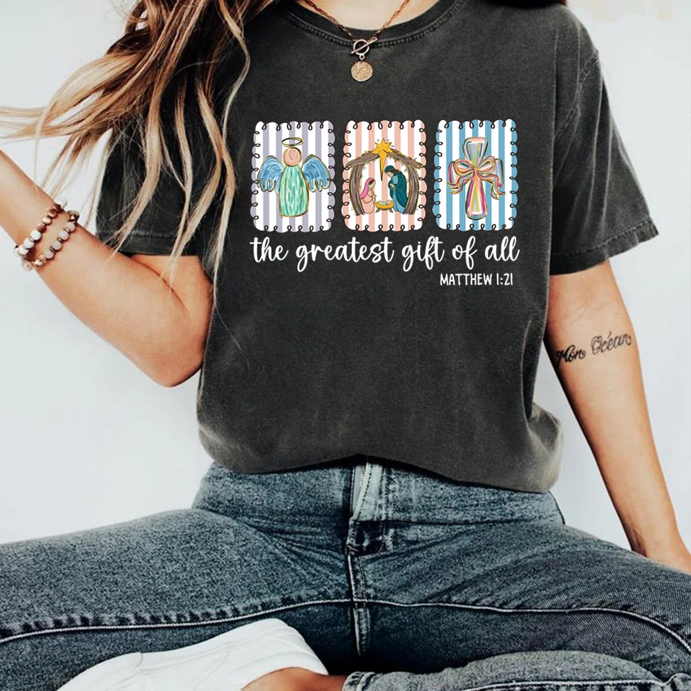 Christian Nativity Scene T Shirt Faith Tshirt Christian Shirt The Greatest Gift of The All Men Women Short Sleeves Casual Tops
Christian Nativity Scene T Shirt Faith Tshirt Christian Shirt The Greatest Gift of The All Men Women Short Sleeves Casual Tops