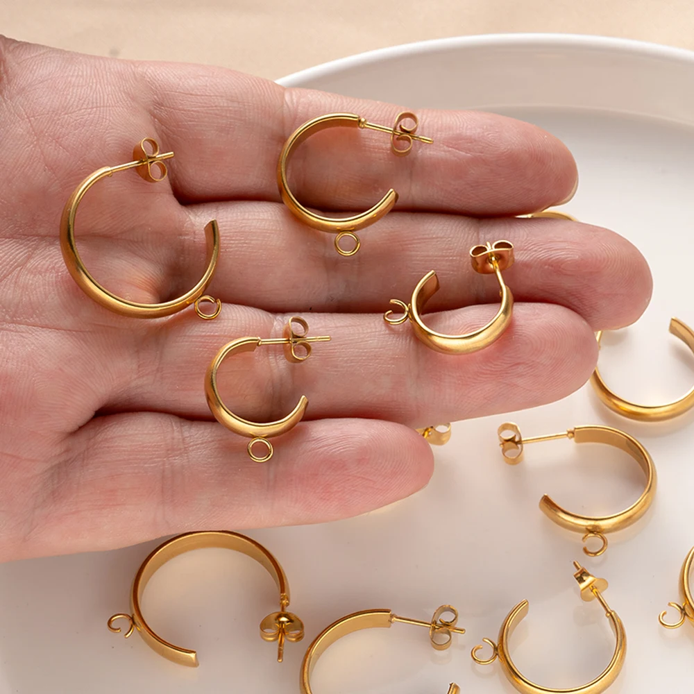 10Pcs/Lot Gold Stainless Steel Shape C Earring Hooks Connectors Earring Base Components For DIY Jewelry Making Accessories
10Pcs/Lot Gold Stainless Steel Shape C Earring Hooks Connectors Earring Base Components For DIY Jewelry Making Accessories