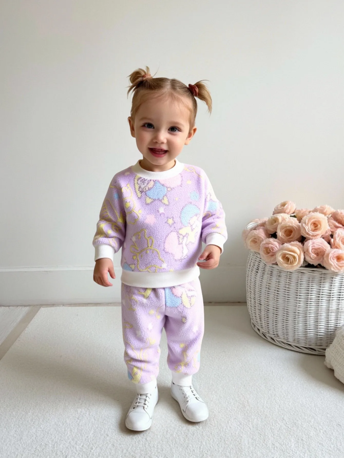 Модный повседневный комплект из двух предметов для маленьких девочек с мультяшным узором в рубчик, топ с круглым вырезом и длинными штаны на зиму
Модный повседневный комплект из двух предметов для маленьких девочек с мультяшным узором в рубчик, топ с круглым вырезом и длинными штаны на зиму