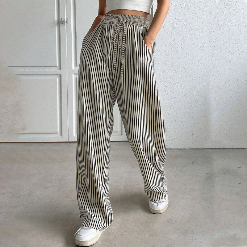2026 Hot Summer Drawstring Tied Striped Breathable Mid Waist Casual Pants for Women
2026 Hot Summer Drawstring Tied Striped Breathable Mid Waist Casual Pants for Women