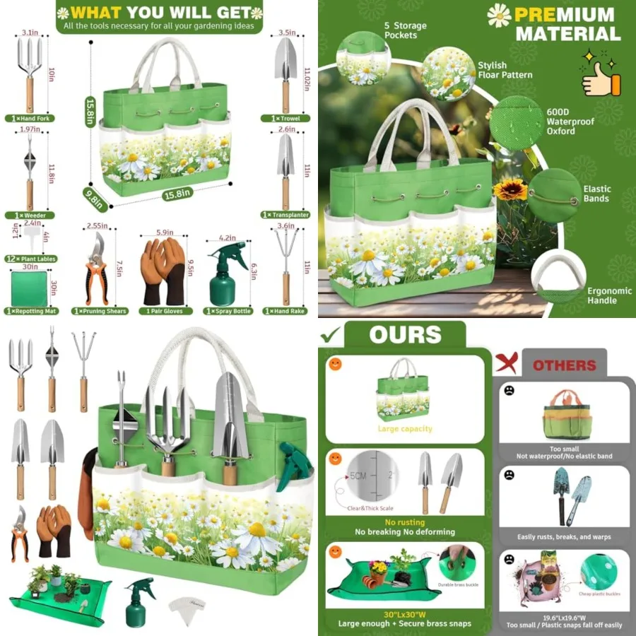 22Pcs Garden Tools Set for Women, Heavy Duty Hand Tool Kit, Gifts for Mothers Day Mom Beginner Gardening Essentials with Large
22Pcs Garden Tools Set for Women, Heavy Duty Hand Tool Kit, Gifts for Mothers Day Mom Beginner Gardening Essentials with Large