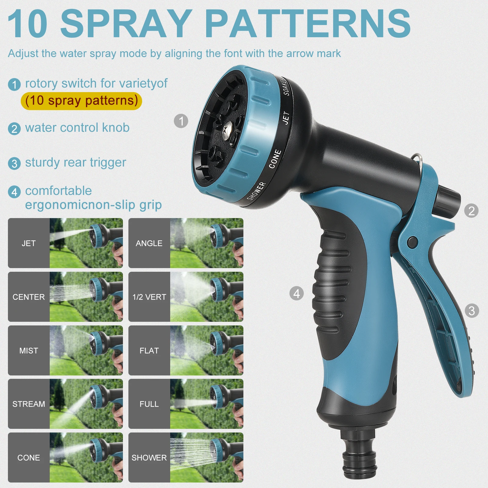 100ft Garden Hose Expanding Hose Pipe with 10 Function Nozzle, 3 Layer Latex 3/4'' 1/2'' Connectors Home Garden Watering Hose
100ft Garden Hose Expanding Hose Pipe with 10 Function Nozzle, 3 Layer Latex 3/4'' 1/2'' Connectors Home Garden Watering Hose