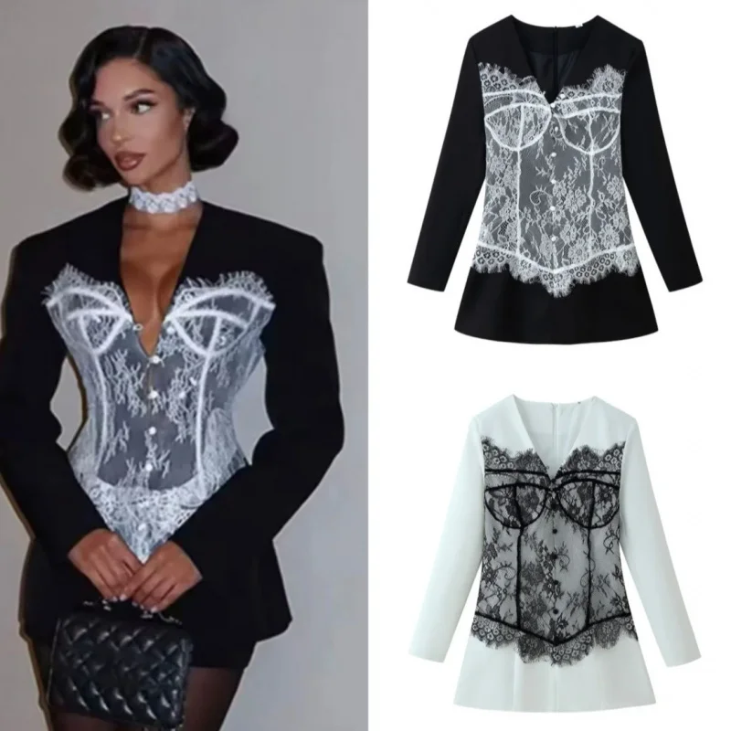 Fishbone Corset-Style Lace Patchwork Dress V Collared, Waist-Cinching, Slimming Dress
Fishbone Corset-Style Lace Patchwork Dress V Collared, Waist-Cinching, Slimming Dress