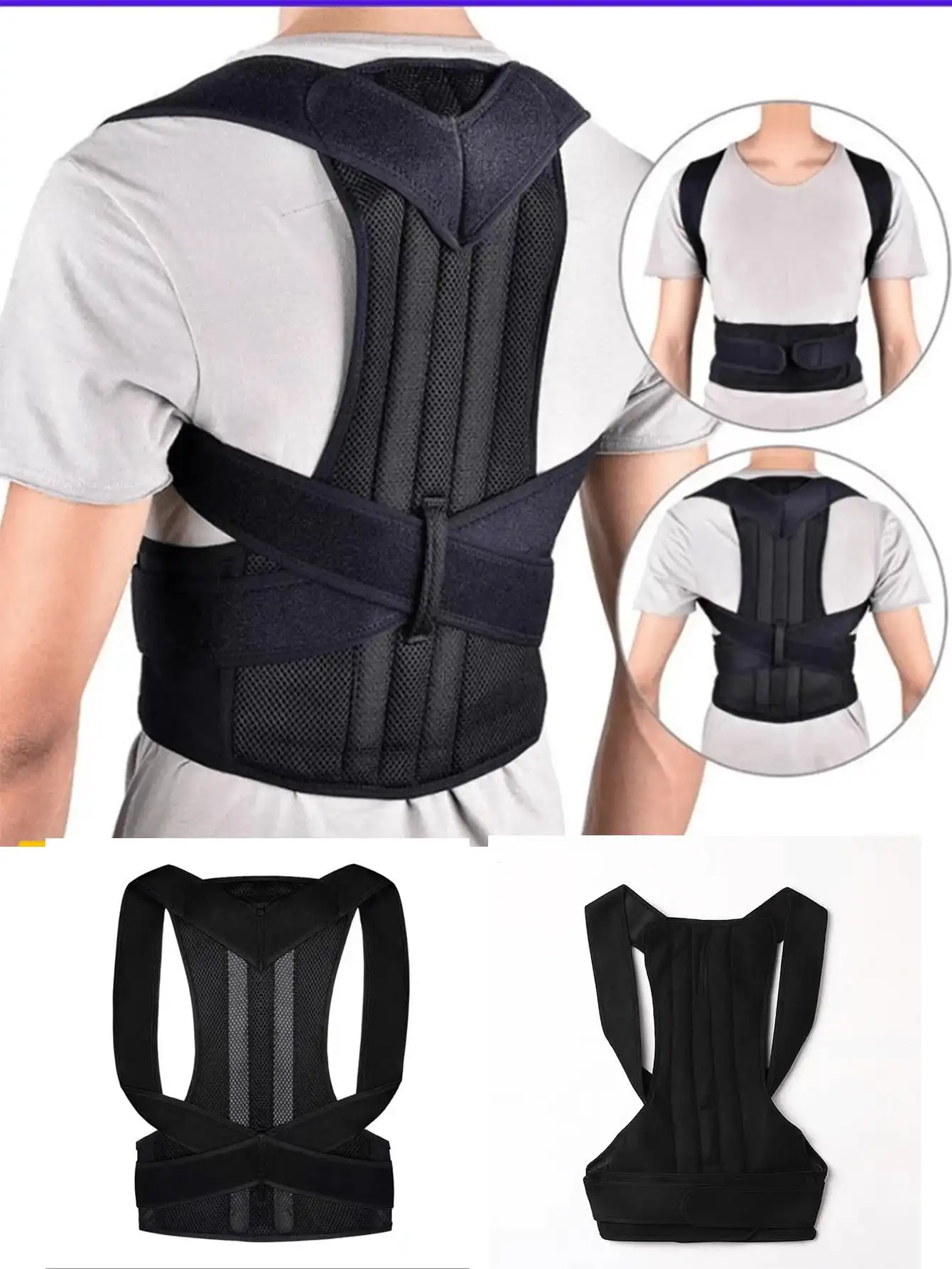 1pc Adjustable Unisex Posture Corrector - Full Back Support - Relieves Neck, Shoulder, Collarbone And Back Pain - Breathable And Adjustable - Corrects Hunchback, Kyphosis, Back Bulge, Thoracic Spine And Spinal Column - Relieves Scoliosis, Kyphosis
1pc Adjustable Unisex Posture Corrector - Full Back Support - Relieves Neck, Shoulder, Collarbone And Back Pain - Breathable And Adjustable - Corrects Hunchback, Kyphosis, Back Bulge, Thoracic Spine And Spinal Column - Relieves Scoliosis, Kyphosis