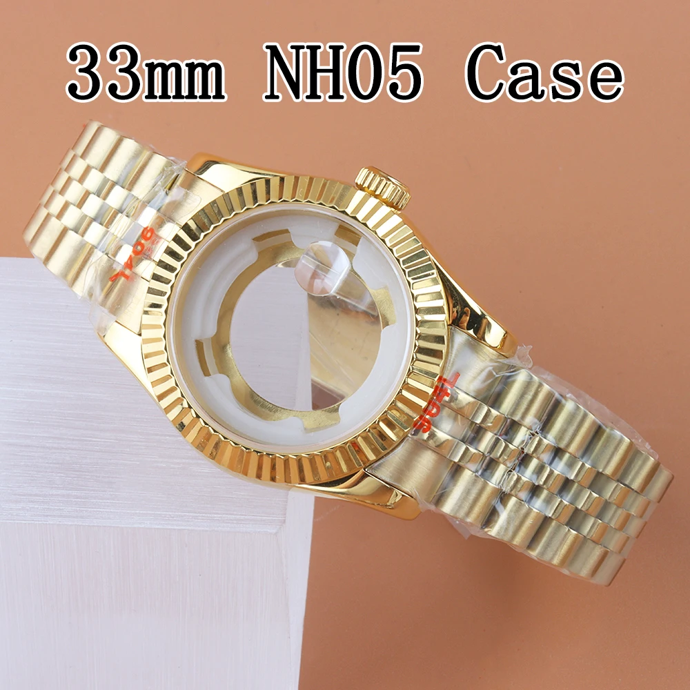 Gold NH05 33mm Watch Case Sapphire glass Diamond Lady's Case Jubilee Strap For NH05 NH06 Movement 316 Stainless Steel Waterproof
Gold NH05 33mm Watch Case Sapphire glass Diamond Lady's Case Jubilee Strap For NH05 NH06 Movement 316 Stainless Steel Waterproof