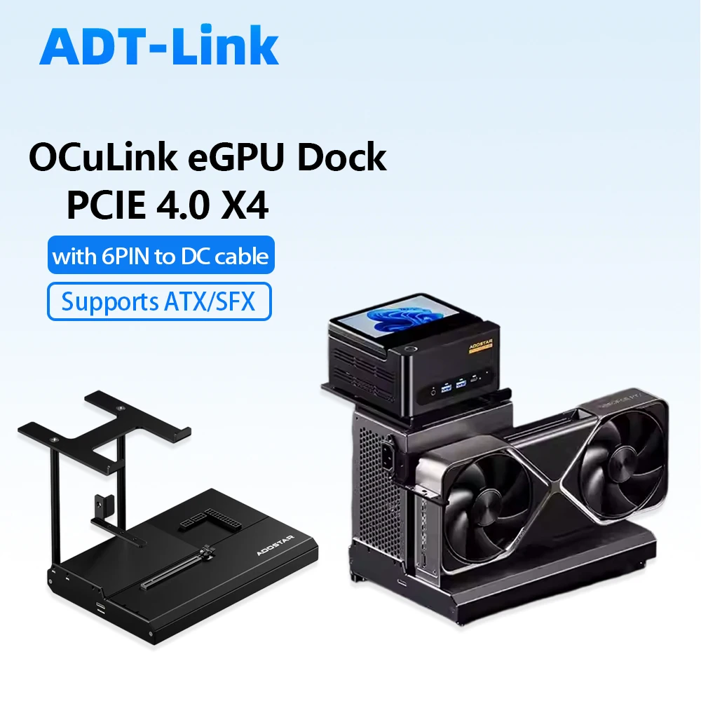 eGPU Dock OCulink / Thunderbolt5 Port for Laptop to External Graphic Card GPU PCIe 4.0 x4 High Speed for ATX/SFX DC for Macbook
eGPU Dock OCulink / Thunderbolt5 Port for Laptop to External Graphic Card GPU PCIe 4.0 x4 High Speed for ATX/SFX DC for Macbook