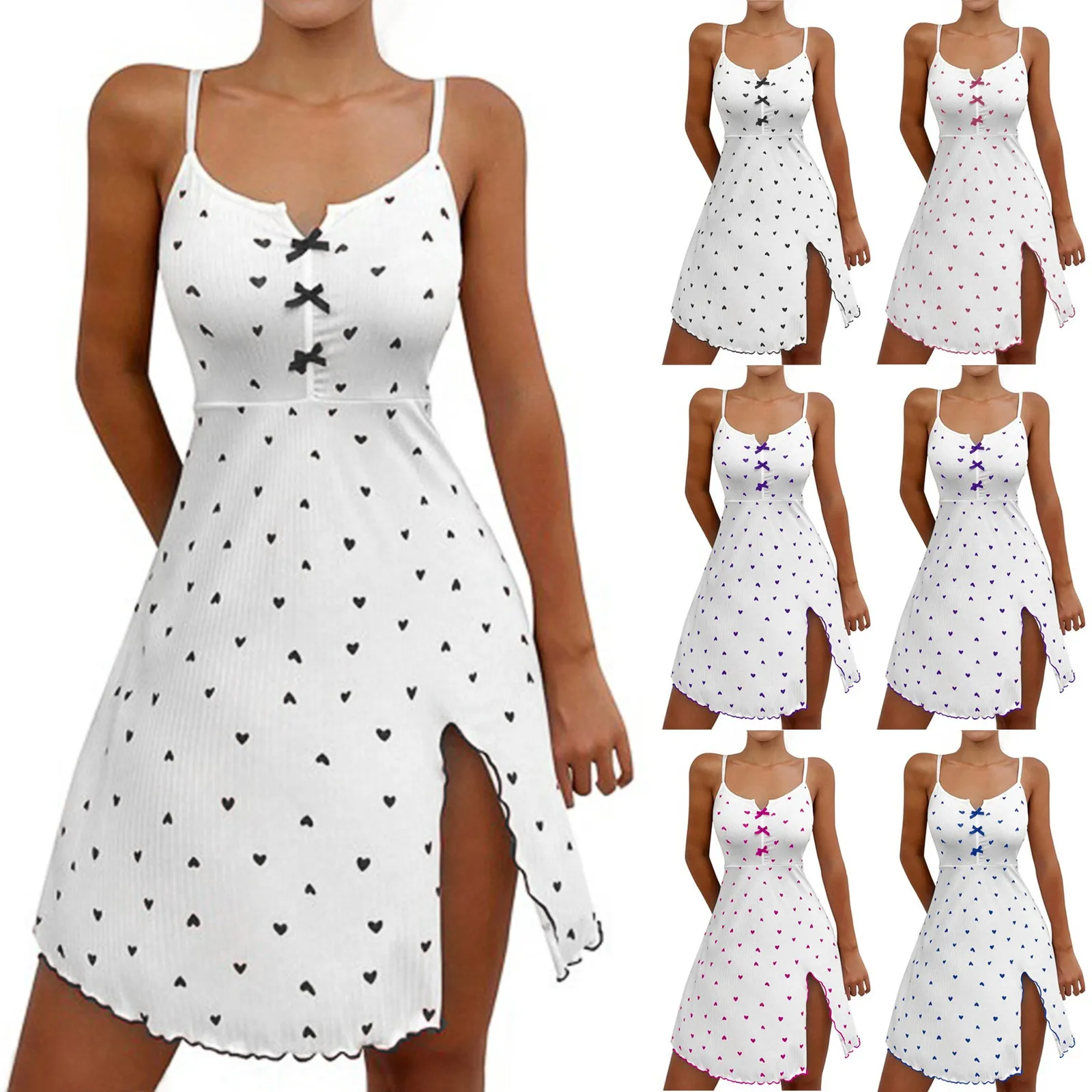Women's Printed Heart-Shaped Camisole Nightgown Women's Milk Silk Sexy Printed Sleeveless Soft Home Casual Dress Nightgown
Women's Printed Heart-Shaped Camisole Nightgown Women's Milk Silk Sexy Printed Sleeveless Soft Home Casual Dress Nightgown