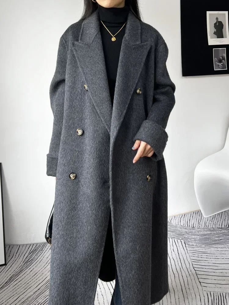 New Women Double-sided Wool Cashmere Coat Long Autumn Winter Lapel Double Breasted Long Sleeve Woolen Coats Fashion Tweed Jacket
New Women Double-sided Wool Cashmere Coat Long Autumn Winter Lapel Double Breasted Long Sleeve Woolen Coats Fashion Tweed Jacket