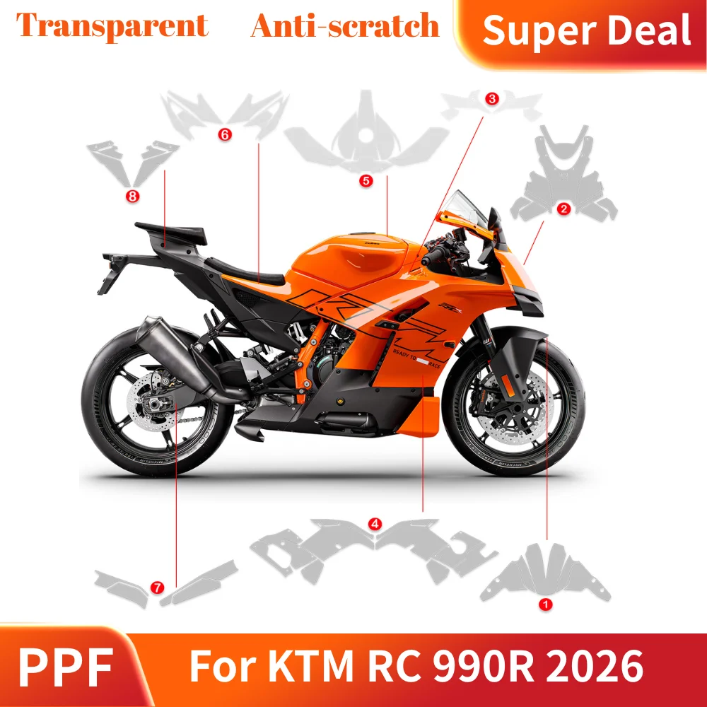For KTM RC 990R 2026 TPU Paint Protection Film PPF Motorcycle Body Tank Fender Clear Protective Wrap Anti-Scratch Self-Healing
For KTM RC 990R 2026 TPU Paint Protection Film PPF Motorcycle Body Tank Fender Clear Protective Wrap Anti-Scratch Self-Healing