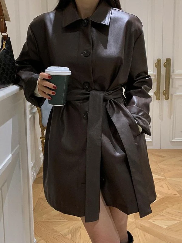 Bla Leather Jaet Женское универсальное осеннее пальто средней длины с поясом для похудения в Корейском стиле Long Sve Faionable Outer...
Bla Leather Jaet Женское универсальное осеннее пальто средней длины с поясом для похудения в Корейском стиле Long Sve Faionable Outer...