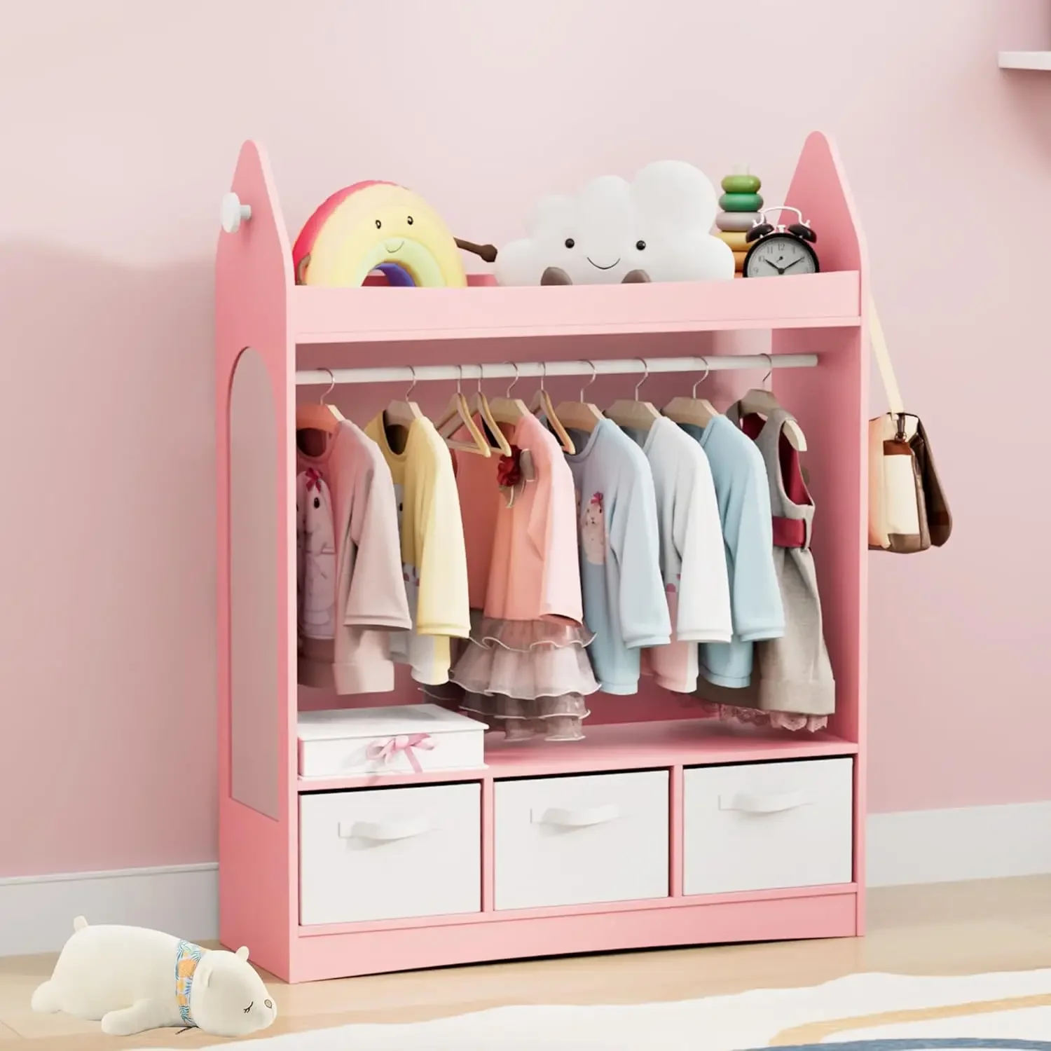 Kid Dress Up Storage with Mirror Kids Wardrobe Dressing Up Rail Open Hanging Costume Armoire Closet Pretend Storage Organizer Ch
Kid Dress Up Storage with Mirror Kids Wardrobe Dressing Up Rail Open Hanging Costume Armoire Closet Pretend Storage Organizer Ch
