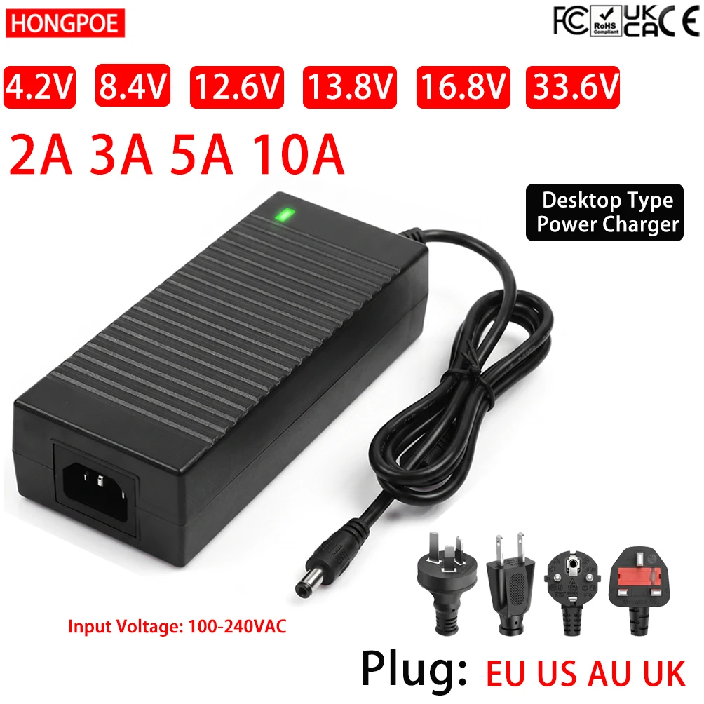 Lifepo4 Charger 4.2V 8.4V 12.6V 13.8V 16.8V 33.6V 2A 3A 5A 10A Power Charger 100-240VACInput for LEDLights CCTV TV Motor Drivers
Lifepo4 Charger 4.2V 8.4V 12.6V 13.8V 16.8V 33.6V 2A 3A 5A 10A Power Charger 100-240VACInput for LEDLights CCTV TV Motor Drivers