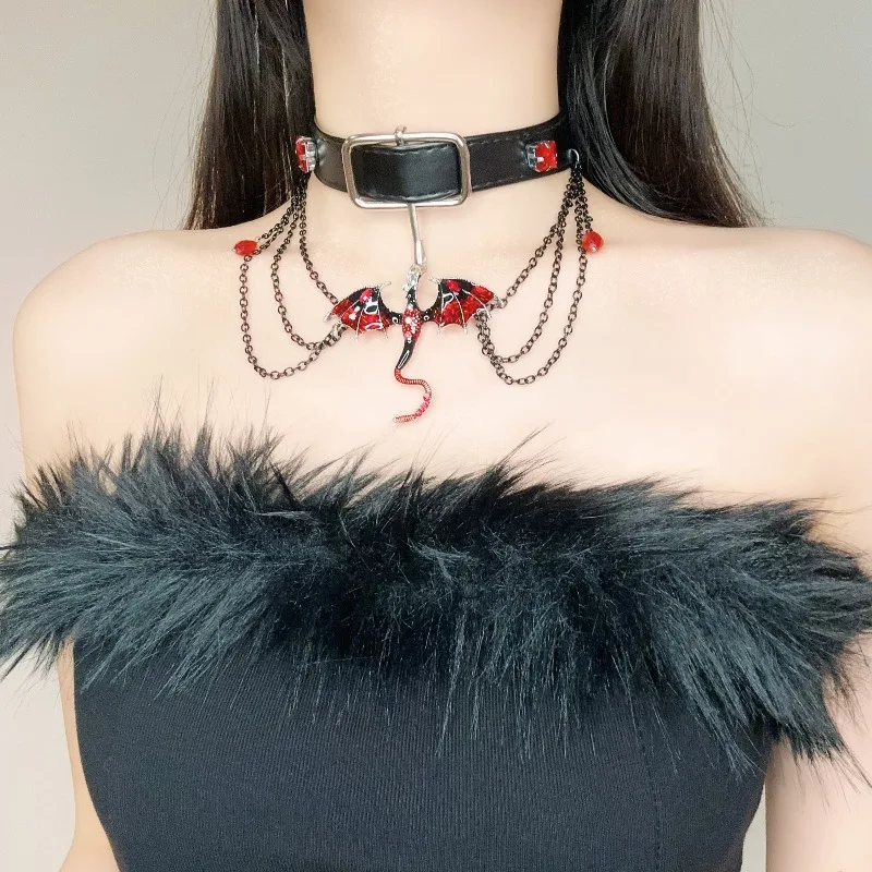 DIY accessories Tassel dragon necklace heavy industry leather collar choker babes halloween sweet cool punk collarbone chain
DIY accessories Tassel dragon necklace heavy industry leather collar choker babes halloween sweet cool punk collarbone chain