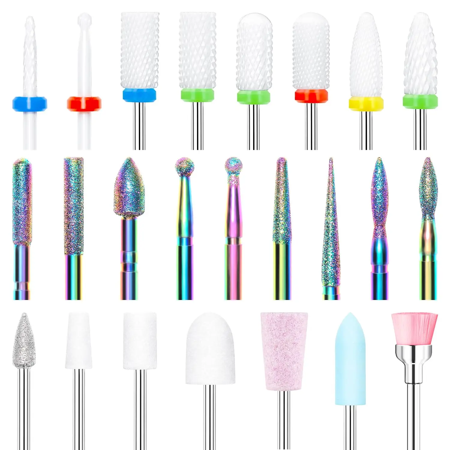 24 Pcs Nail Drill Bit Set, 3/32" Ceramic Diamond Carbide Bits for Acrylic Gel Nail Manicure Pedicure Cuticle Remover
24 Pcs Nail Drill Bit Set, 3/32" Ceramic Diamond Carbide Bits for Acrylic Gel Nail Manicure Pedicure Cuticle Remover