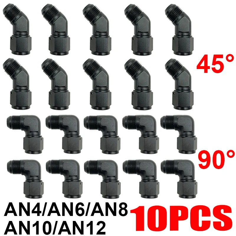 10Pcs 4AN 6AN 8AN 10AN 12AN Black Female to Male Union Flare 45 Degree 90 Degree Swivel Oil Fuel Hose Fitting Adapter Aluminium
10Pcs 4AN 6AN 8AN 10AN 12AN Black Female to Male Union Flare 45 Degree 90 Degree Swivel Oil Fuel Hose Fitting Adapter Aluminium