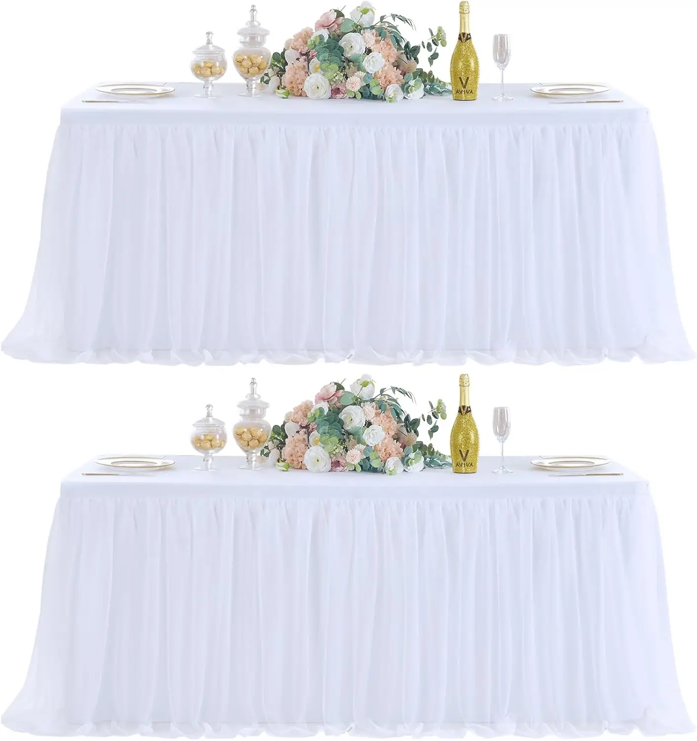 White Table Cloths 8 Foot Rectangle 2 Pack Stretch Ruffle Tulle Tablecloth Spandex Fitted Table Cover for 8 Foot Tulle Table Skirts for Party Wedding Banquets
White Table Cloths 8 Foot Rectangle 2 Pack Stretch Ruffle Tulle Tablecloth Spandex Fitted Table Cover for 8 Foot Tulle Table Skirts for Party Wedding Banquets