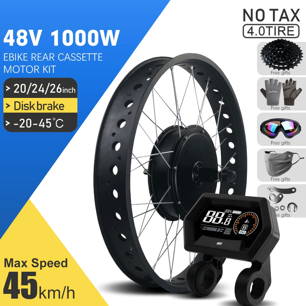 Snow Bike Electric Motor Kit 48V 1000W Brushless Hub Motor Fatbike Conversion 20'26x4.0inch Electric Bicycle Rear Conversion Kit
Snow Bike Electric Motor Kit 48V 1000W Brushless Hub Motor Fatbike Conversion 20'26x4.0inch Electric Bicycle Rear Conversion Kit