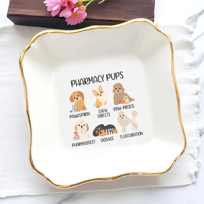 A Wedding Ring Dish Featuring Dog Patterns, Perfect As a Bridesmaid Gift for Women. This Trinket Tray Serves As a Keepsake Plate
A Wedding Ring Dish Featuring Dog Patterns, Perfect As a Bridesmaid Gift for Women. This Trinket Tray Serves As a Keepsake Plate