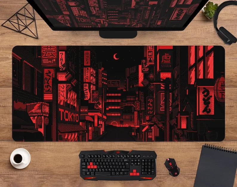 Tokyo Mousepad Black Red Neon Street Vaporwave Anime City Pixel Art Deskmat Japanese Mouse Pad Lofi Desk Mat for Gamers Desk Pad
Tokyo Mousepad Black Red Neon Street Vaporwave Anime City Pixel Art Deskmat Japanese Mouse Pad Lofi Desk Mat for Gamers Desk Pad