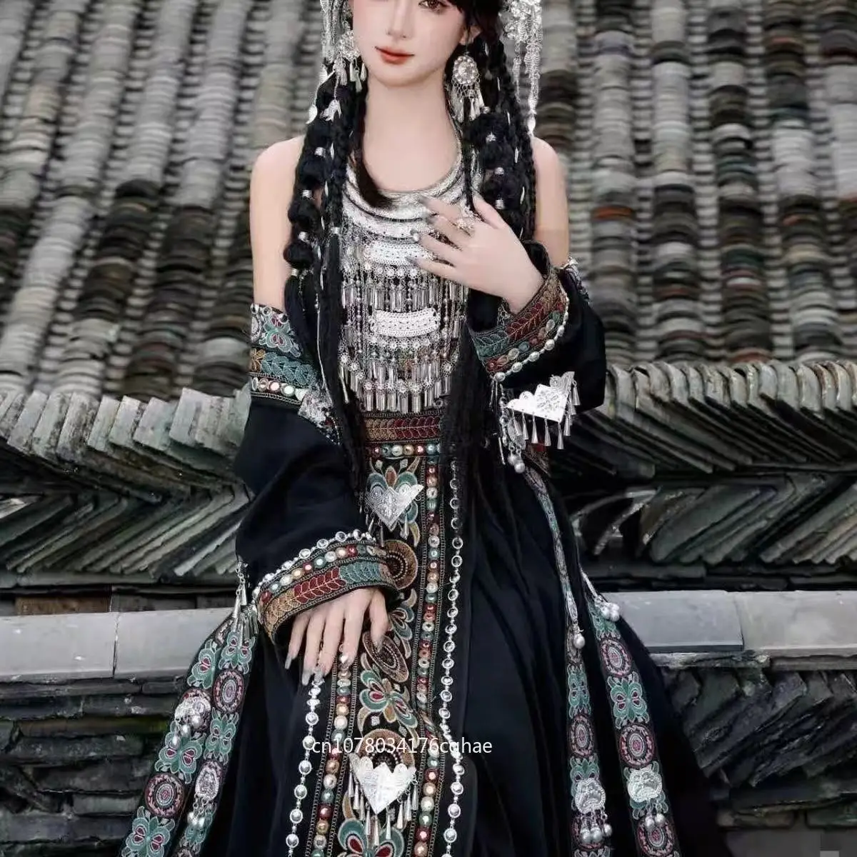 Black Hmong Costume Women's Traditional Chinese Carnival Clothing National Style Stage Performance Suits Miaojiang Goddess COS
Black Hmong Costume Women's Traditional Chinese Carnival Clothing National Style Stage Performance Suits Miaojiang Goddess COS