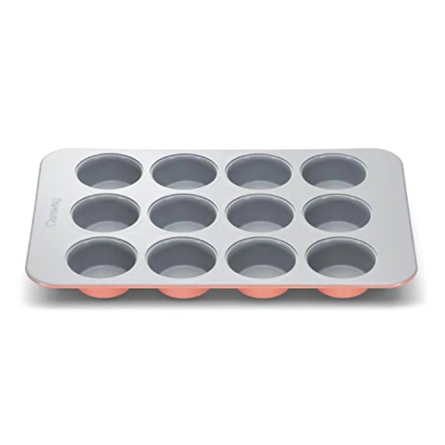 Non-Stick Ceramic 12-Cup Muffin Pan for baking cupcakes and muffins ceramic coating, gray naturally slick, non-toxic, PTFE PFOA
Non-Stick Ceramic 12-Cup Muffin Pan for baking cupcakes and muffins ceramic coating, gray naturally slick, non-toxic, PTFE PFOA