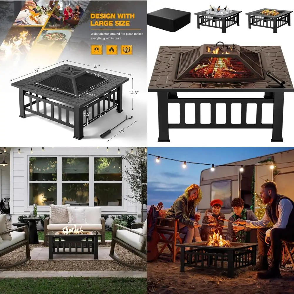 32-дюймовое металлическое уличное костровое место для розжига с водонепроницаемым чехлом для патио и кемпинга (черное)
32-дюймовое металлическое уличное костровое место для розжига с водонепроницаемым чехлом для патио и кемпинга (черное)