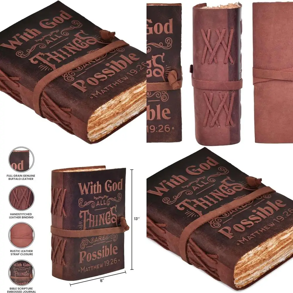 Vintage Leather-Bound Christian Journal: 200-Page Handcrafted Prayer Book with Embossed Cover, 200 GSM Watercolor Paper, 13x8 In
Vintage Leather-Bound Christian Journal: 200-Page Handcrafted Prayer Book with Embossed Cover, 200 GSM Watercolor Paper, 13x8 In