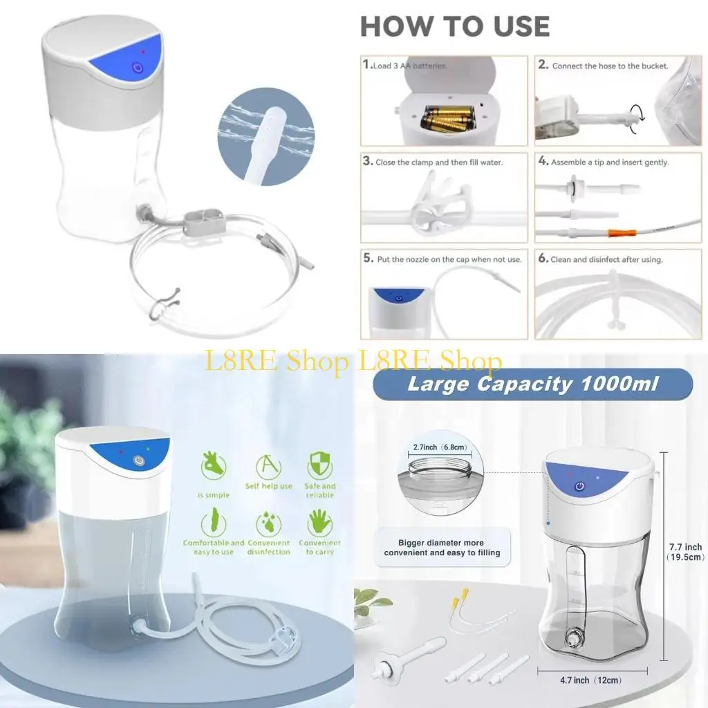 L8RE Reusable Enema Botton Set Automatic Electric Colon Cleanse Silicone Hose
L8RE Reusable Enema Botton Set Automatic Electric Colon Cleanse Silicone Hose