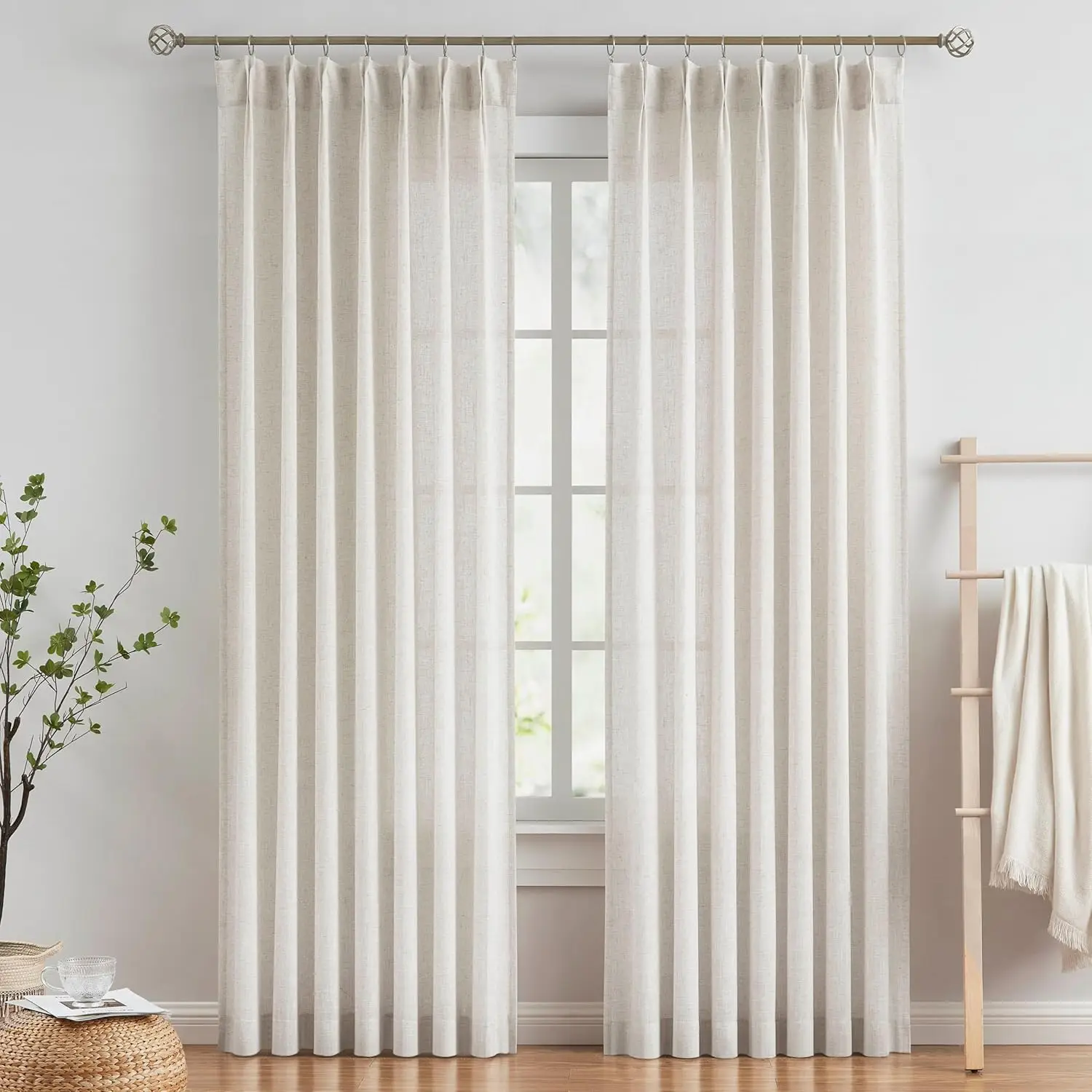 Light Filtering Pinch Pleat Curtains 102 inch Textured Linen Blend for Living Room Bedroom with Hooks 2 Panels 42"Wx102"L
Light Filtering Pinch Pleat Curtains 102 inch Textured Linen Blend for Living Room Bedroom with Hooks 2 Panels 42"Wx102"L