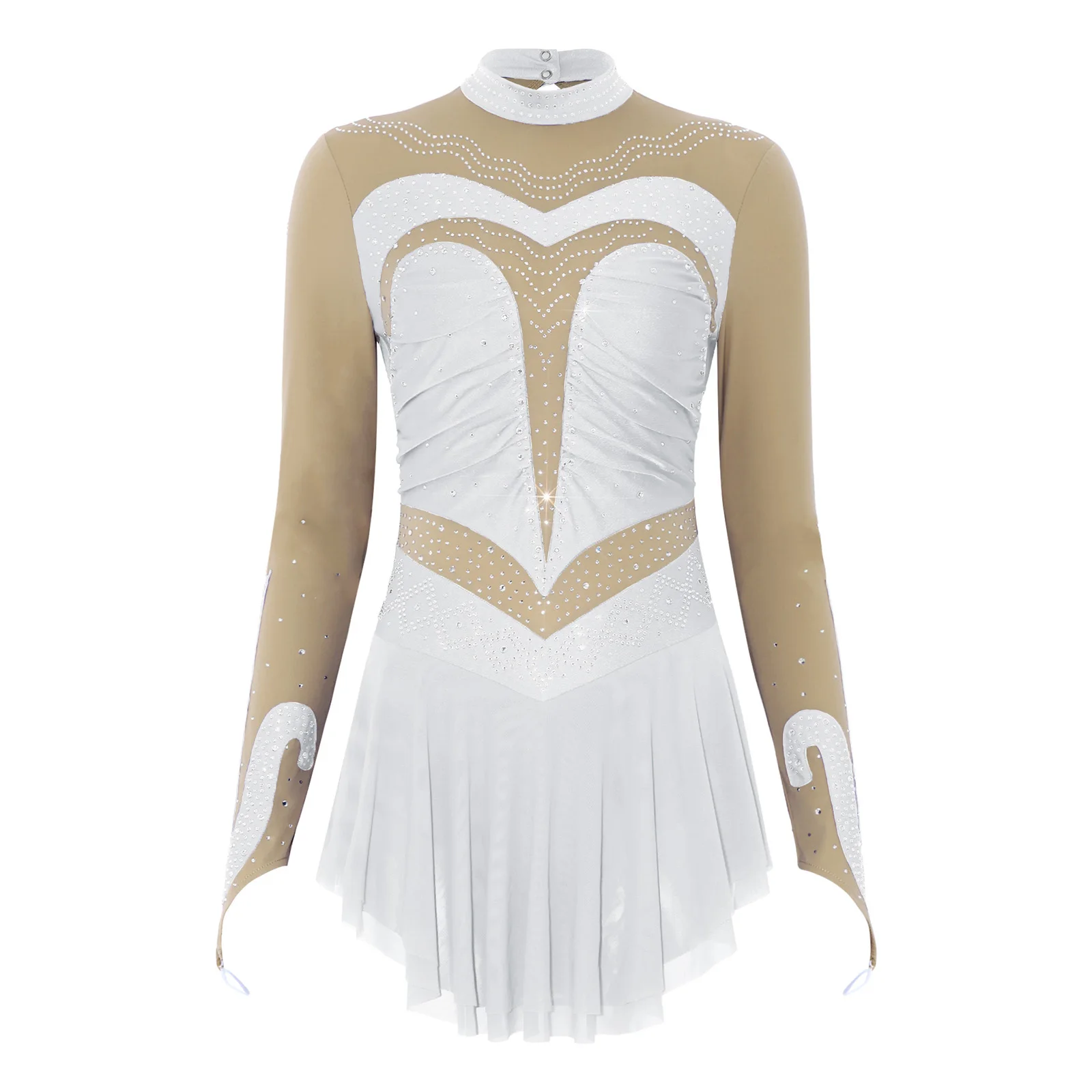 Womens Figure Skating Bodysuit Dress Ballet Dancewear Rhinestones Color Blocking with Ruched Detail Dual-layer Mesh Hem Jumpsuit
Womens Figure Skating Bodysuit Dress Ballet Dancewear Rhinestones Color Blocking with Ruched Detail Dual-layer Mesh Hem Jumpsuit