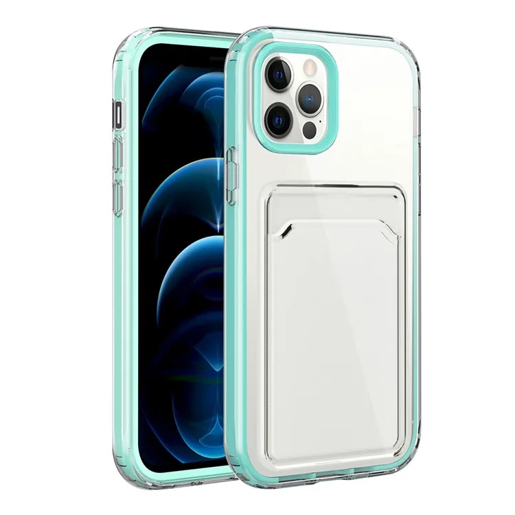 Anti-Fall TPU + PC Double Layers Shockproof Clear Phone Case with Card Holder for iPhone 13 6.1 inch - Mint Green
Anti-Fall TPU + PC Double Layers Shockproof Clear Phone Case with Card Holder for iPhone 13 6.1 inch - Mint Green