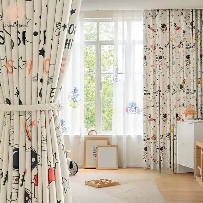American Modern Cartoon Space Astronaut Curtains for Children's Room Boys' Room Thermal Insulation Blackout for Space Decor
American Modern Cartoon Space Astronaut Curtains for Children's Room Boys' Room Thermal Insulation Blackout for Space Decor
