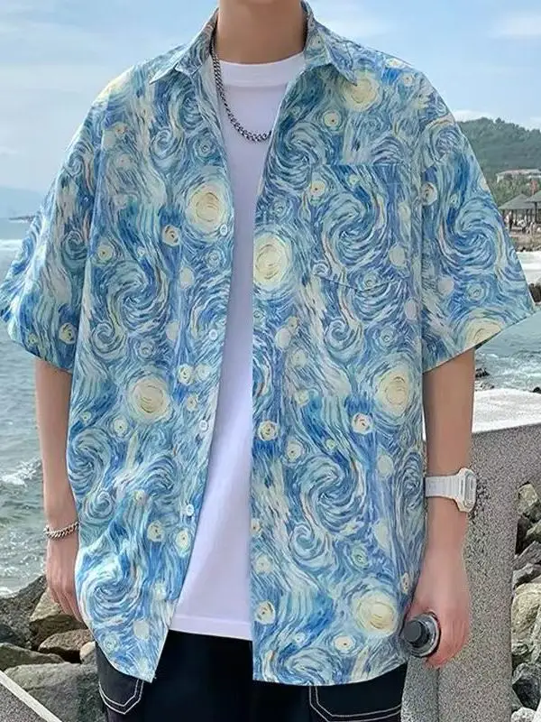 Ice Silk Casual Loose Short Sleeve Men's Shirt Summer Beach Vacation Printed Comfortable Standard Fit American Style Button up
Ice Silk Casual Loose Short Sleeve Men's Shirt Summer Beach Vacation Printed Comfortable Standard Fit American Style Button up