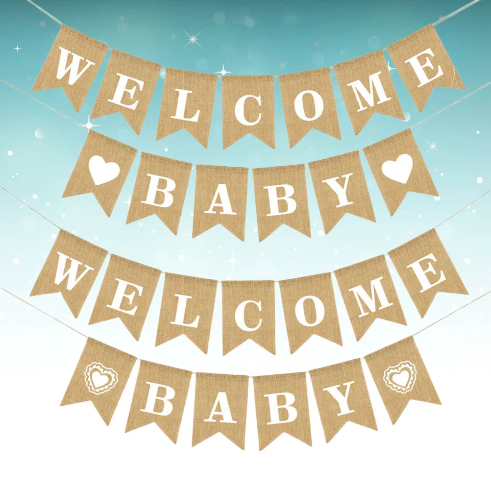 Baby Shower Burlap Banner Welcome Baby Bunting Party Decoration Supplies Hanging Flag for Birthday Celebration Fray
Baby Shower Burlap Banner Welcome Baby Bunting Party Decoration Supplies Hanging Flag for Birthday Celebration Fray