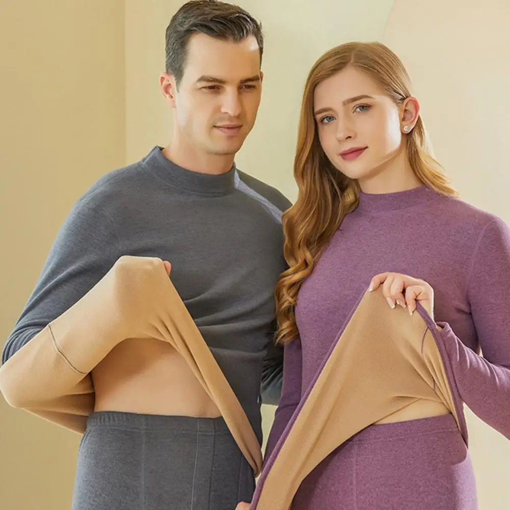 Men Stretchable Top Pants Set Winter Warm Underwear Set Mock Collar Slim Fit Thick Fleece Lined Soft Elastic Sport for Homewear
Men Stretchable Top Pants Set Winter Warm Underwear Set Mock Collar Slim Fit Thick Fleece Lined Soft Elastic Sport for Homewear