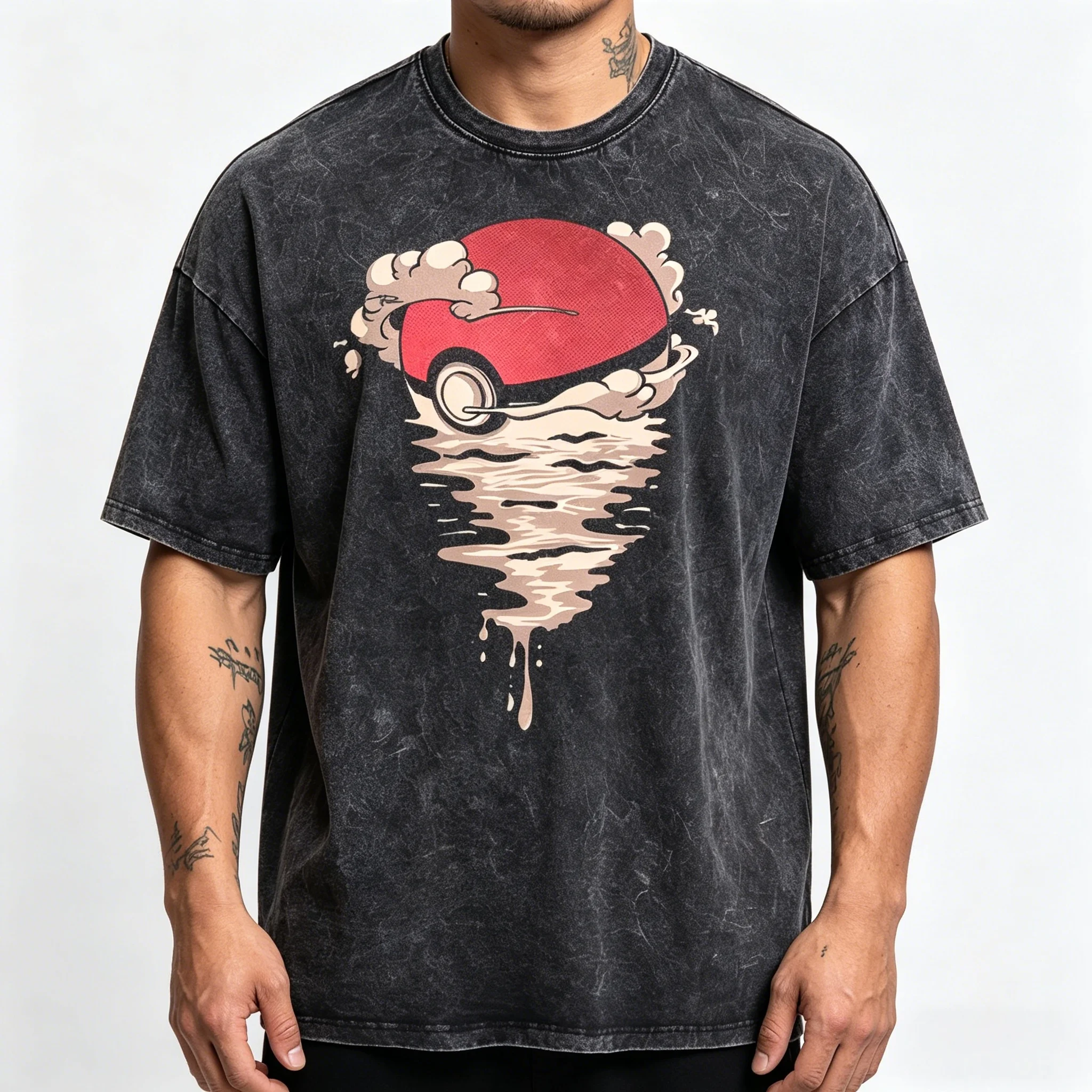 Vintage Washed Black Melting Pokeball Pokemon Inspired Print 100% Cotton Crewneck Oversized Streetwear Unisex T-Shirt
Vintage Washed Black Melting Pokeball Pokemon Inspired Print 100% Cotton Crewneck Oversized Streetwear Unisex T-Shirt