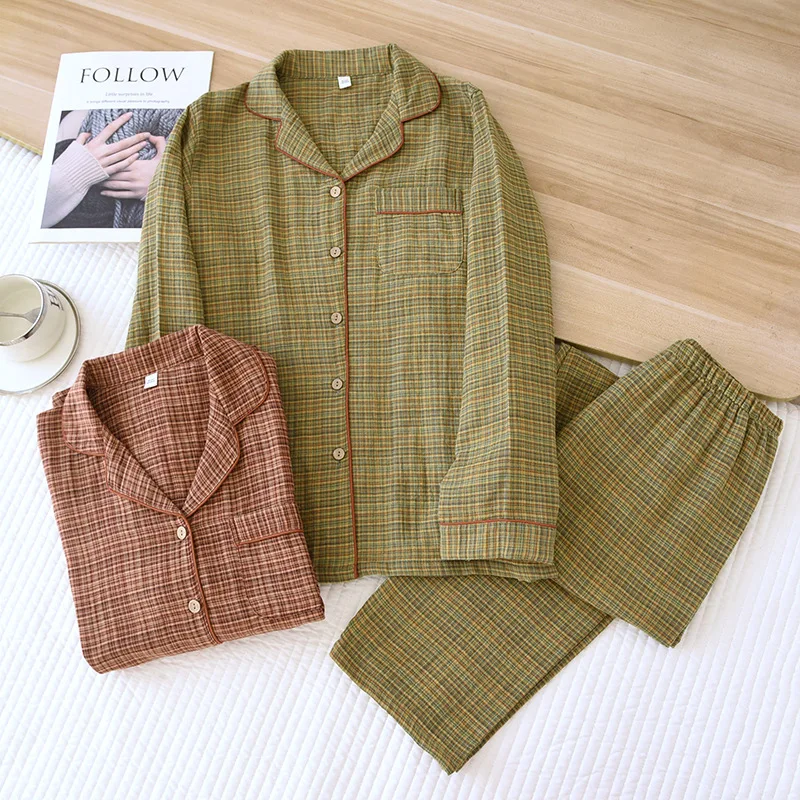 2025 Women's New Spring and Autumn Pajama Set 100% Cotton Long Sleeve Long Pants Two Piece Set Loose Collar Home Clothes Ladies
2025 Women's New Spring and Autumn Pajama Set 100% Cotton Long Sleeve Long Pants Two Piece Set Loose Collar Home Clothes Ladies