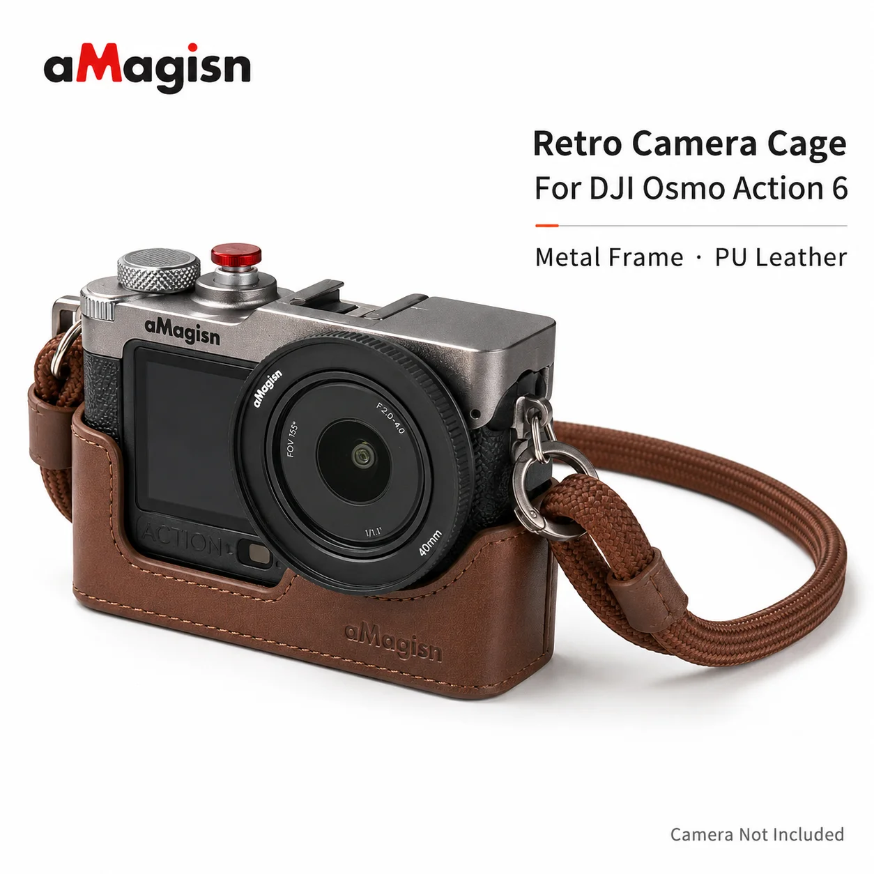 Retro Camera Cage for DJI Osmo Action 6 Vintage Aluminum Alloy Protective Frame with PU Leather Case Cold Shoe 1/4 Mount
Retro Camera Cage for DJI Osmo Action 6 Vintage Aluminum Alloy Protective Frame with PU Leather Case Cold Shoe 1/4 Mount