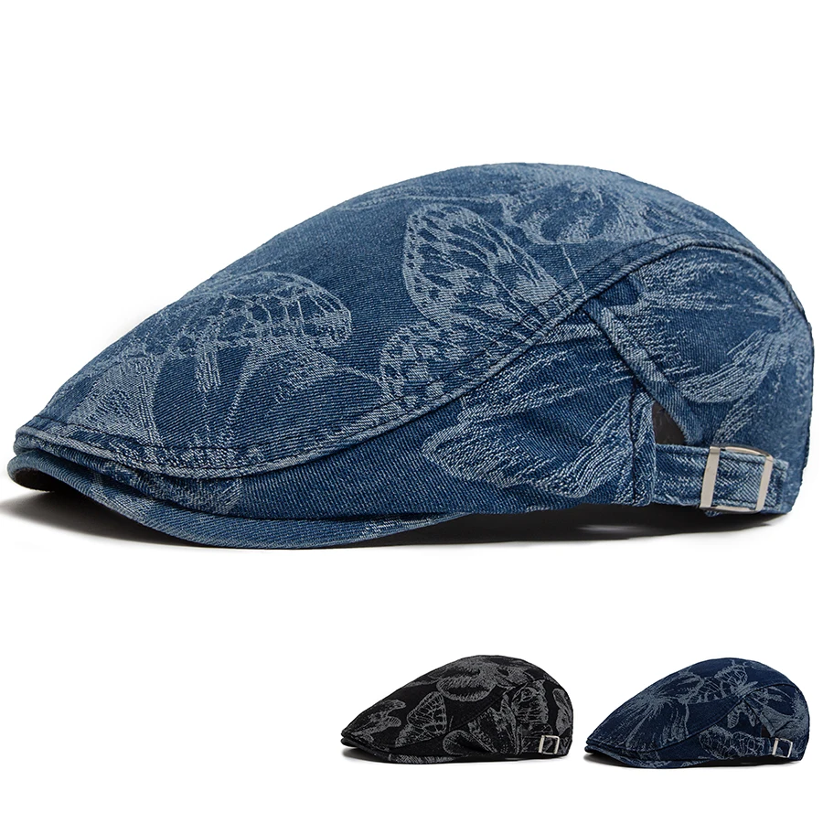 Vintage Denim Prints Butterfly Berets Women Newsboy Cap Summer Casual Single Layer Caps Autumn Cotton Visor Flat Hat For Unisex
Vintage Denim Prints Butterfly Berets Women Newsboy Cap Summer Casual Single Layer Caps Autumn Cotton Visor Flat Hat For Unisex